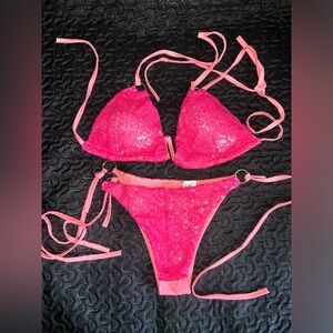 NWOT PINK SEQUIN BIKINI SET